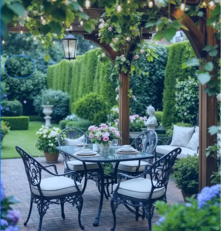 Charming garden table adorned with floral elegance