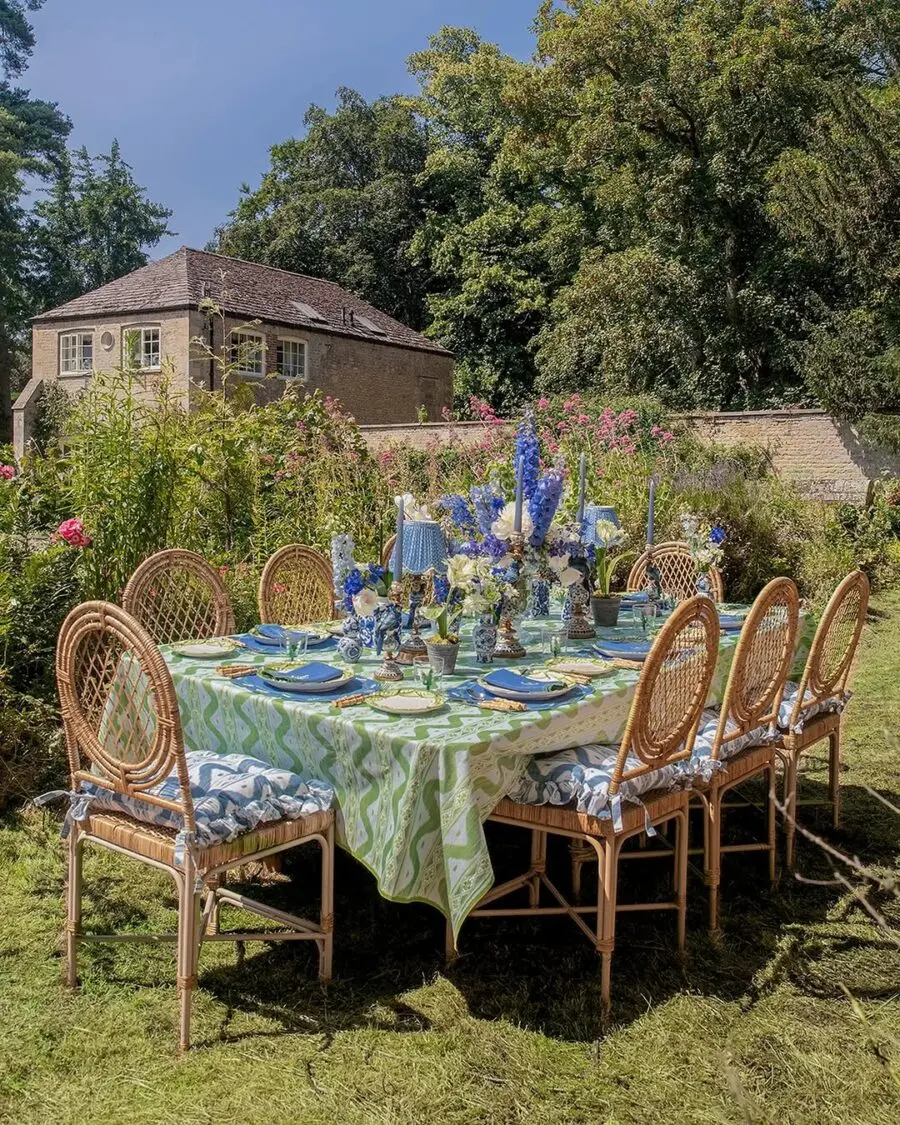 Charming outdoor table in a vibrant garden setting