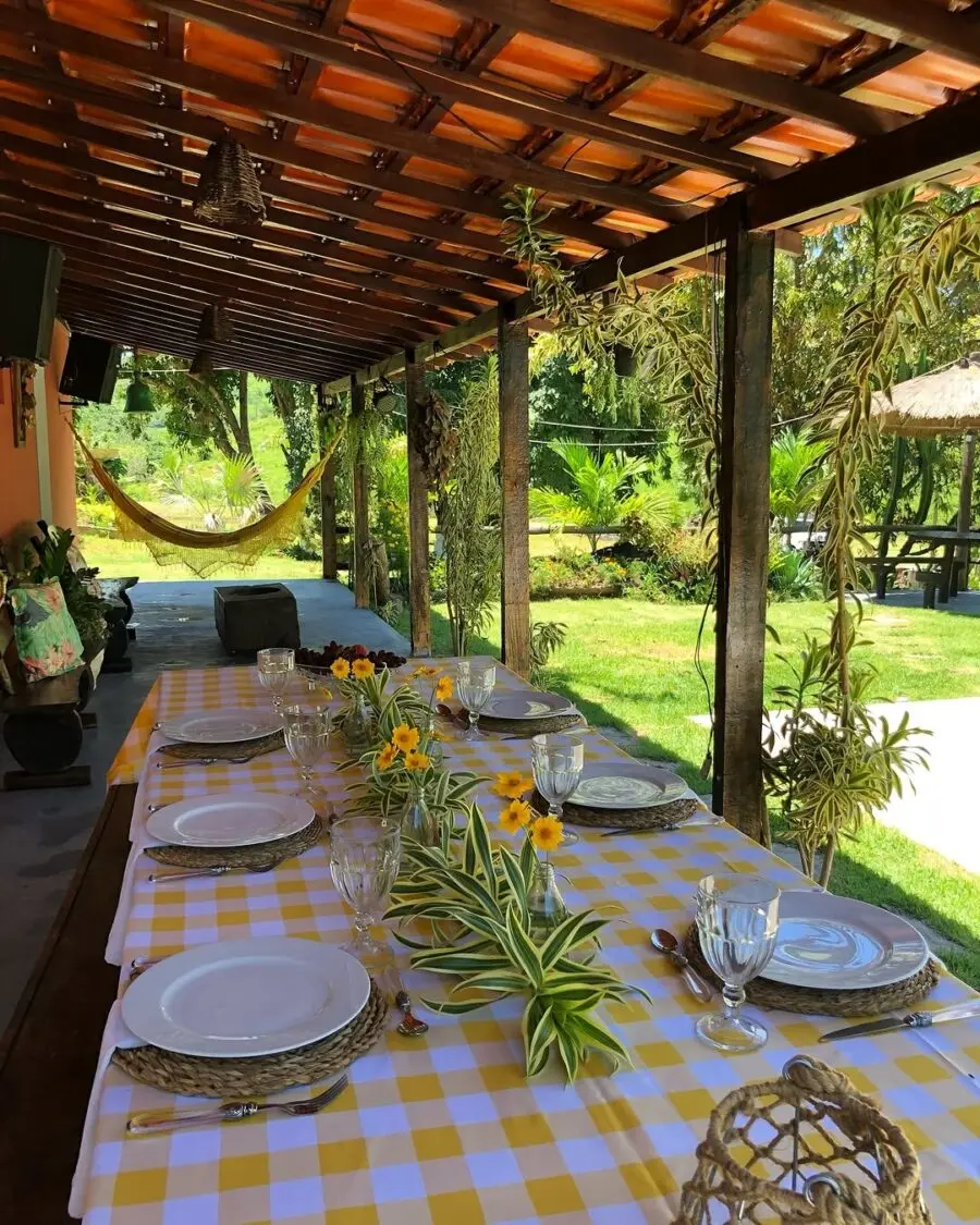 Charming outdoor table setup with vibrant decor