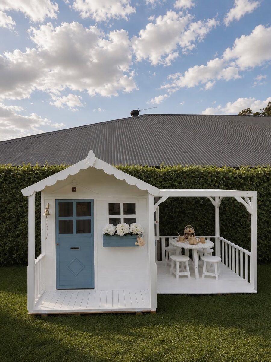 Charming Kids' Playhouse with Outdoor Dining