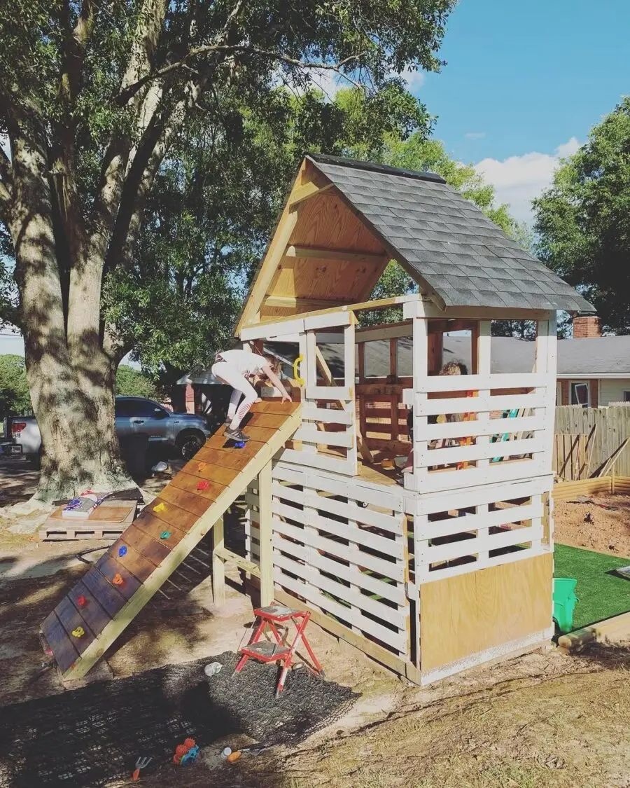 Creative outdoor playhouse for imaginative children