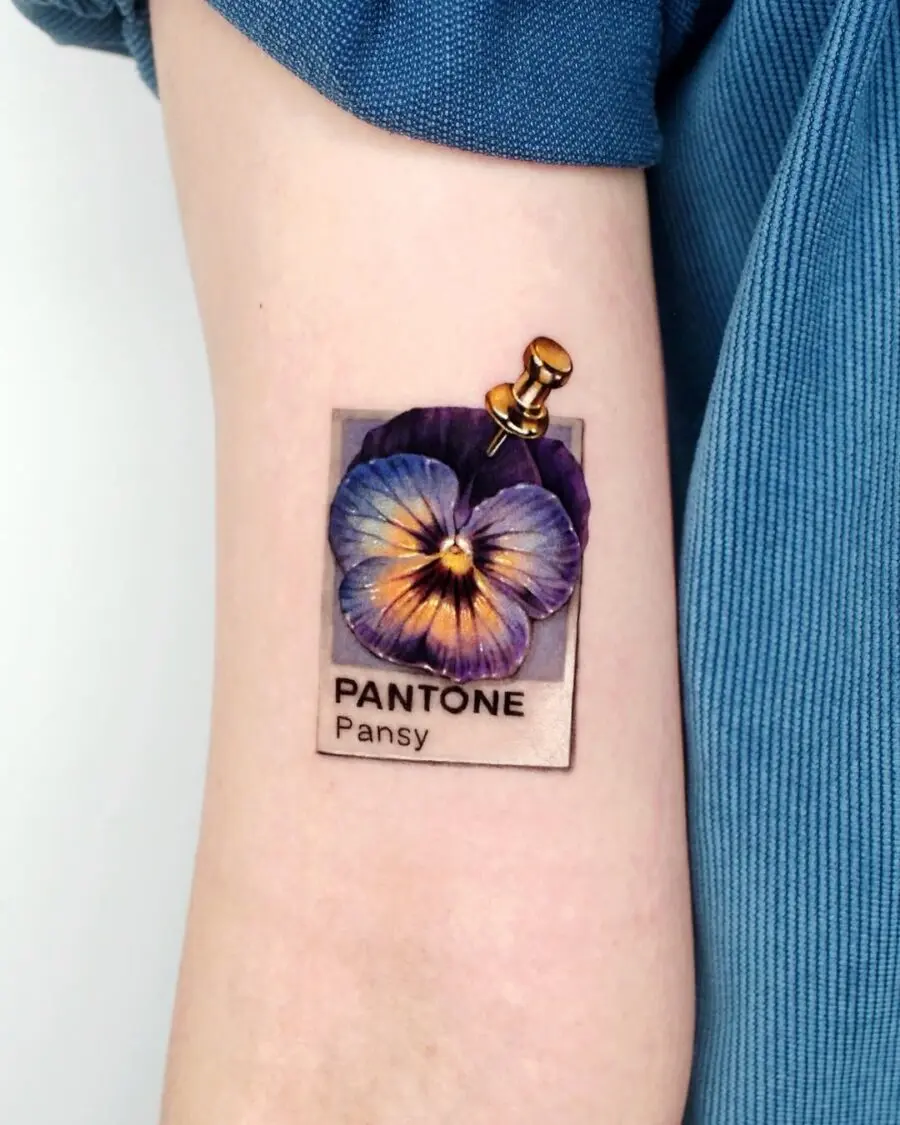 Charming Pantone Pansy Tattoo Design