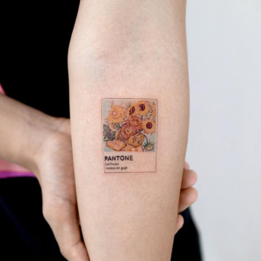 Vibrant Van Gogh Pantone Sunflower Tattoo