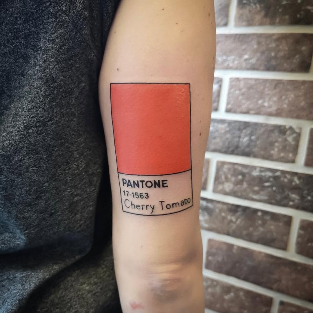 Vibrant Cherry Tomato Pantone Tattoo Design