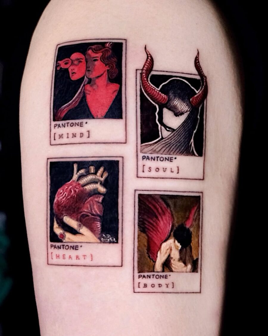 Creative Pantone tattoo design showcasing emotions