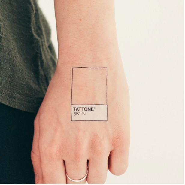Minimalist Pantone tattoo on wrist