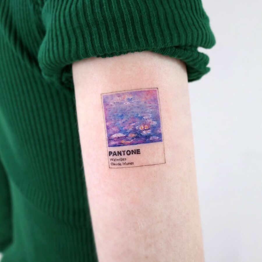 Monet's Water Lilies in Pantone Style Tattoo