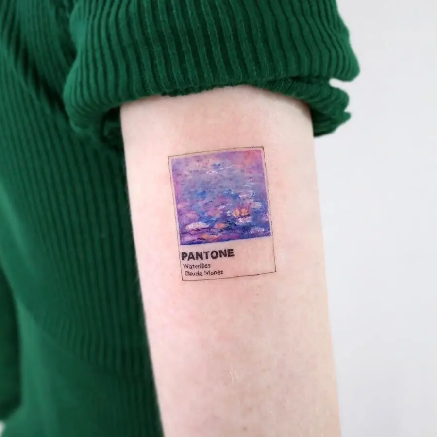 Monet's Water Lilies in Pantone Style Tattoo