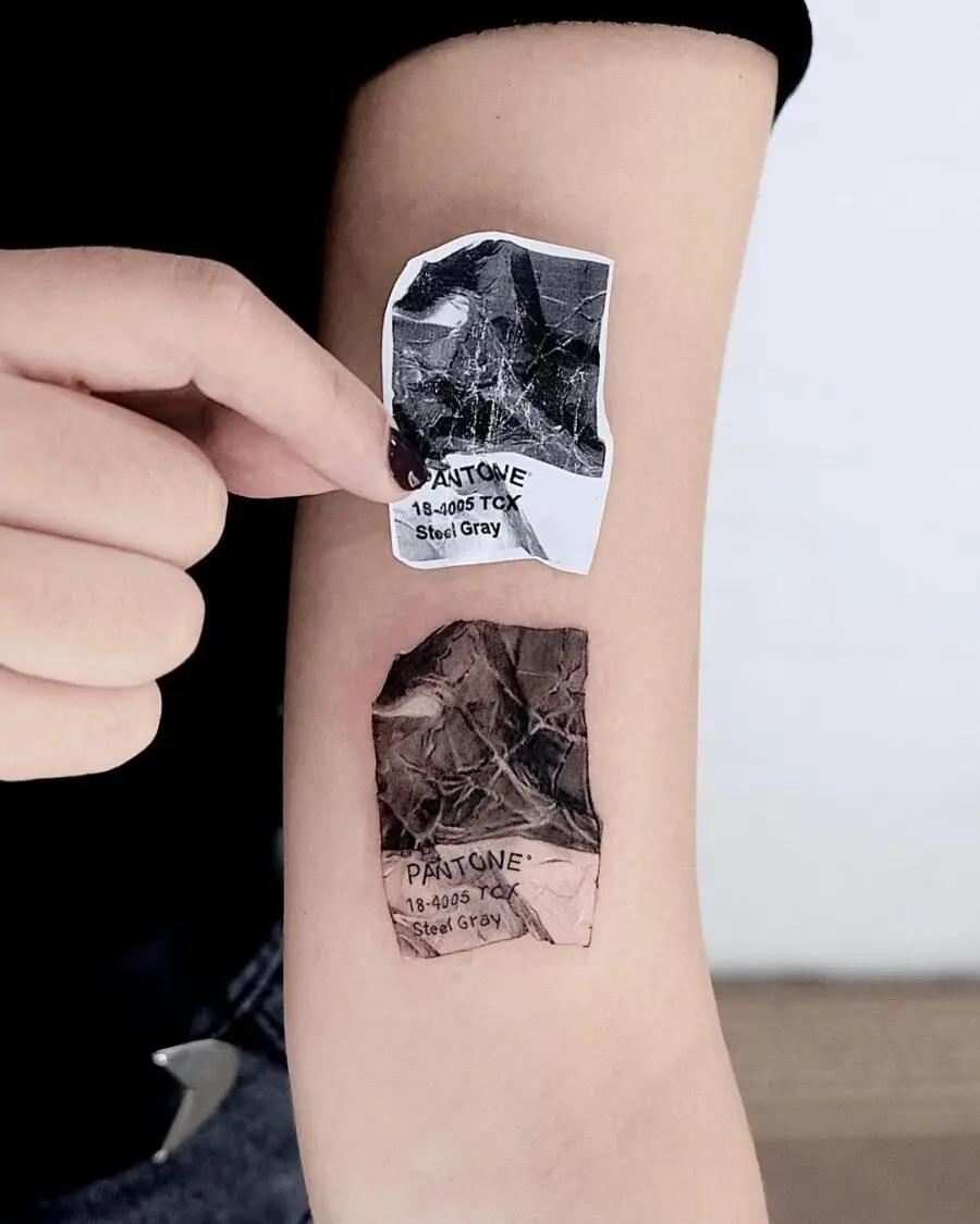 Unique Pantone steel gray tattoos on display
