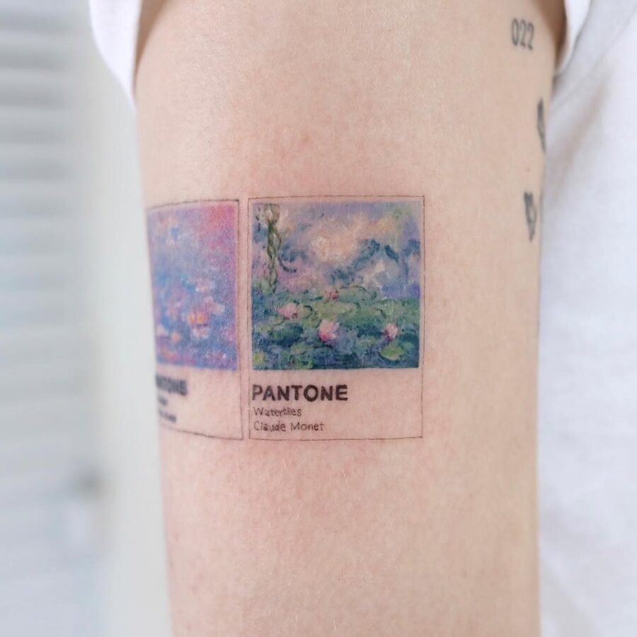 Colorful Pantone tattoo inspired by Monet's art