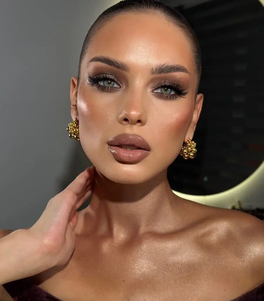 Dazzling glam with radiant glowing skin