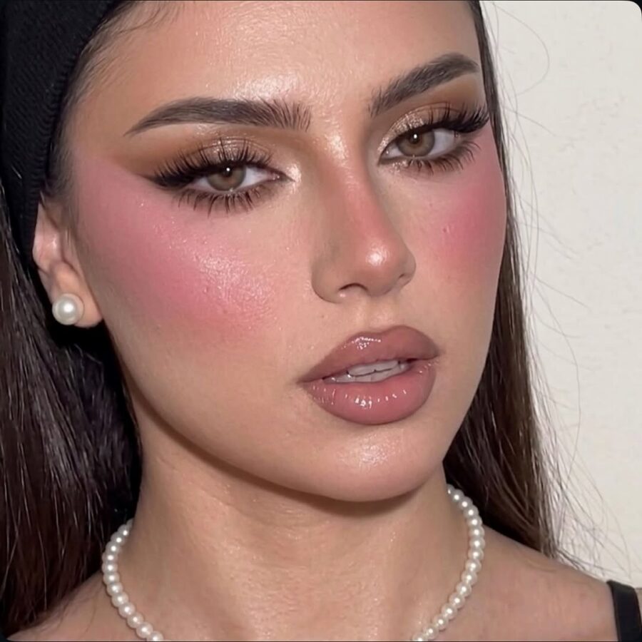 Glamorous Party Makeup with Bold Blush