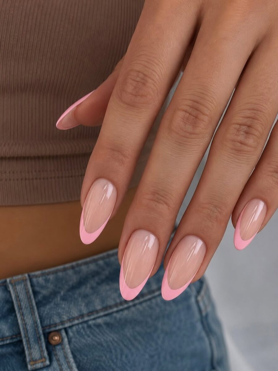 Chic and trendy pink French tip nails