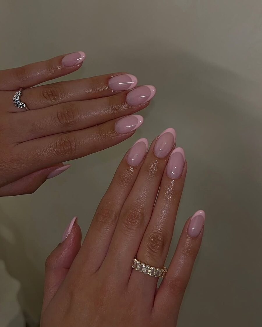 Chic pink French tip nail design for elegance