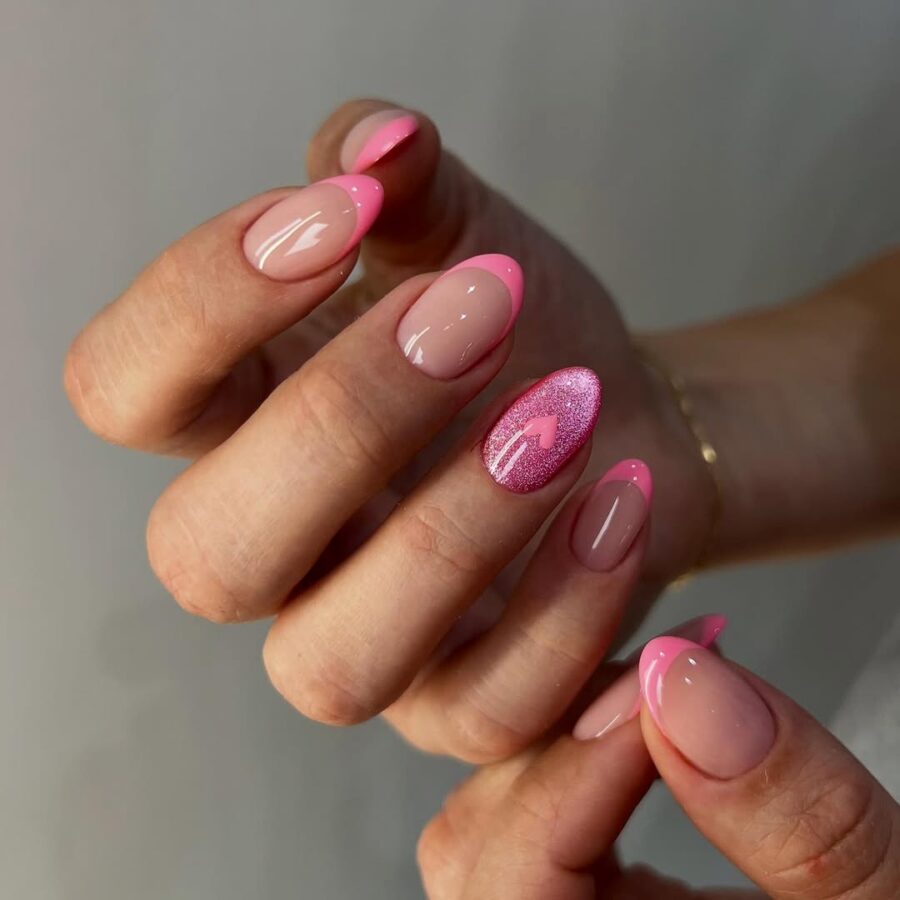 Trendy Pink French Tip Nail Design