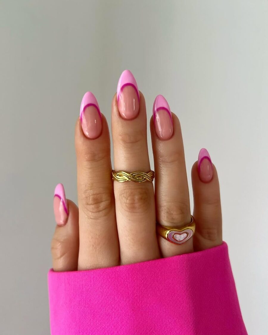 Chic pink French tip nails with flair