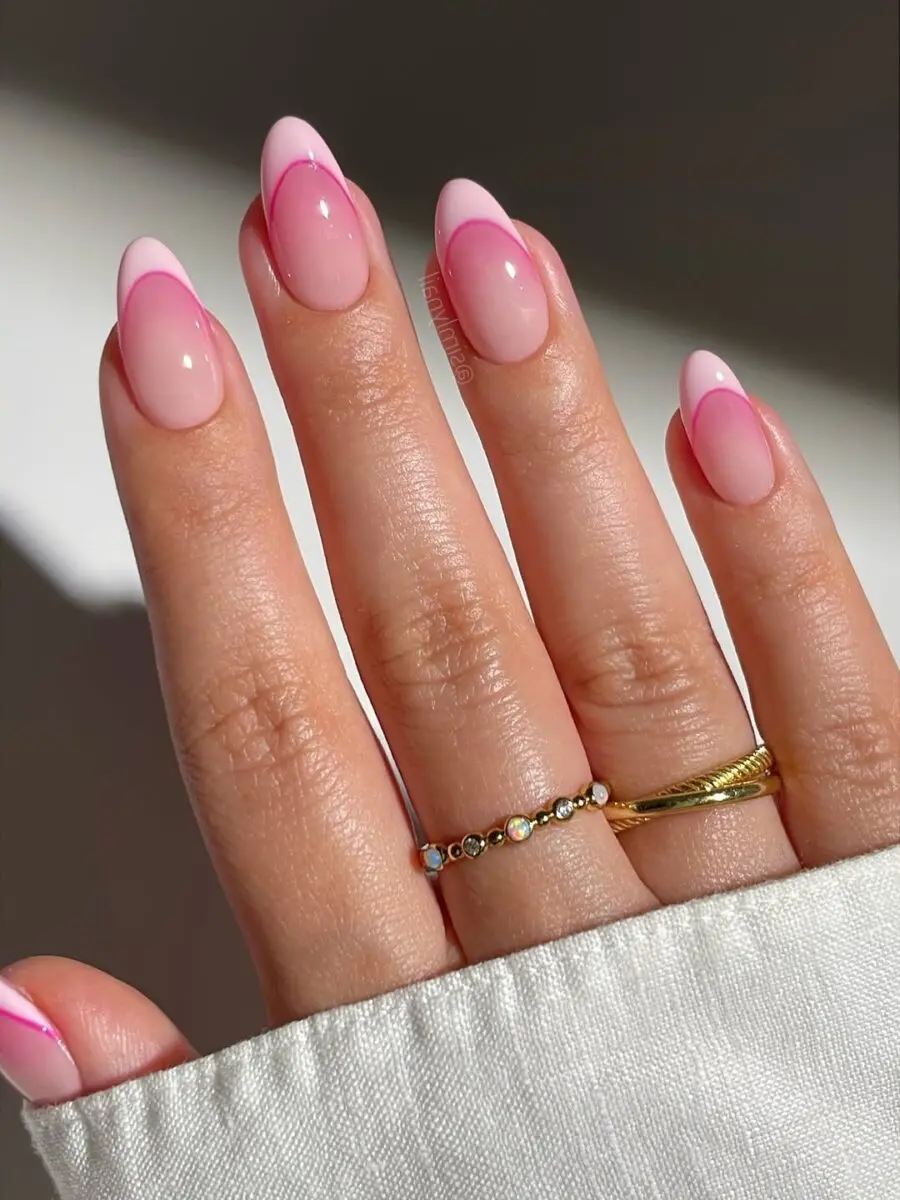Stylish pink French tip nail design