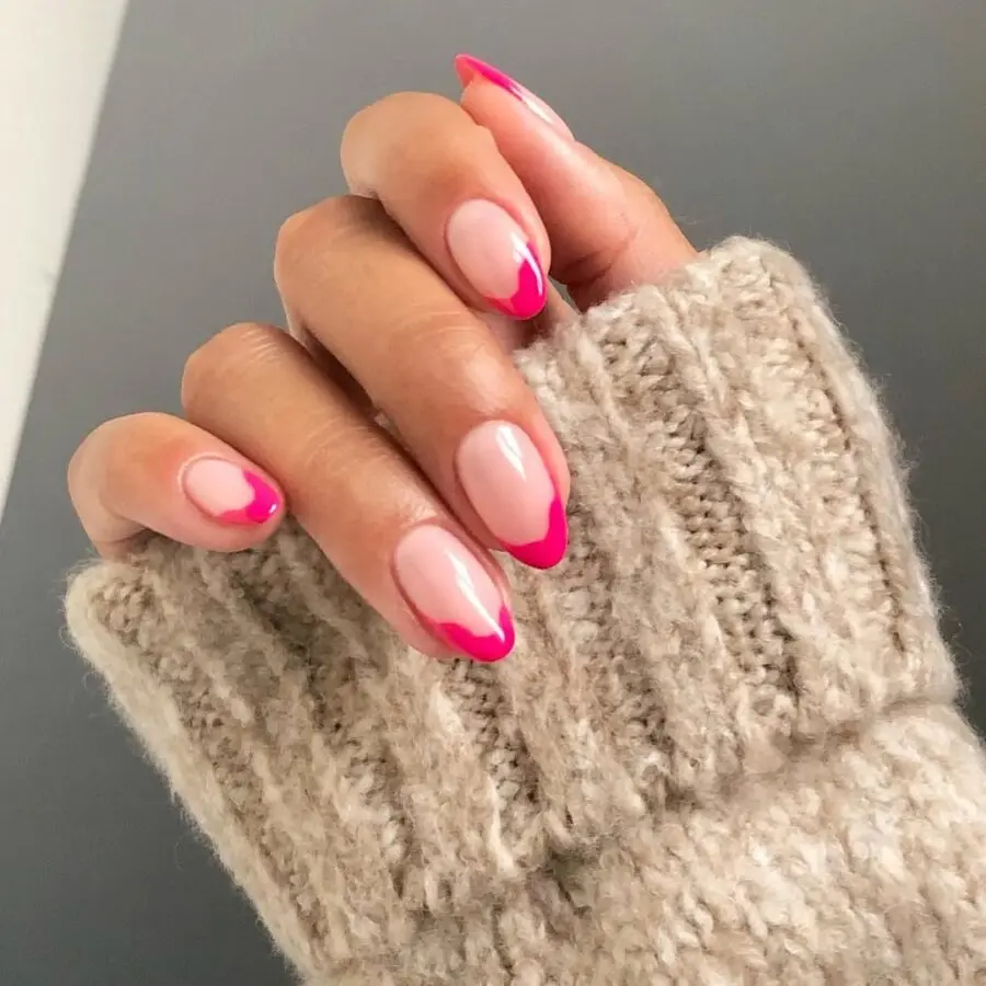 Chic pink French tips with cozy vibes