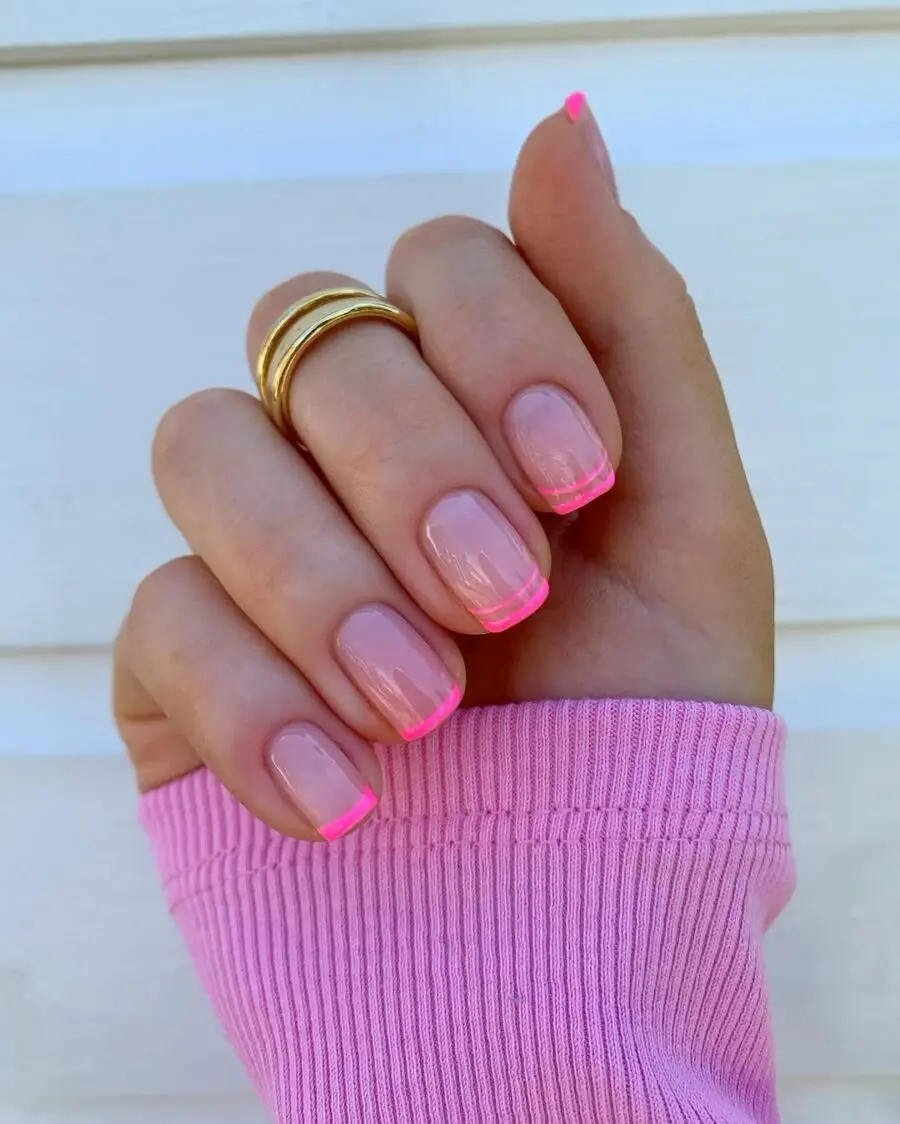Trendy Pink French Tip Nail Design
