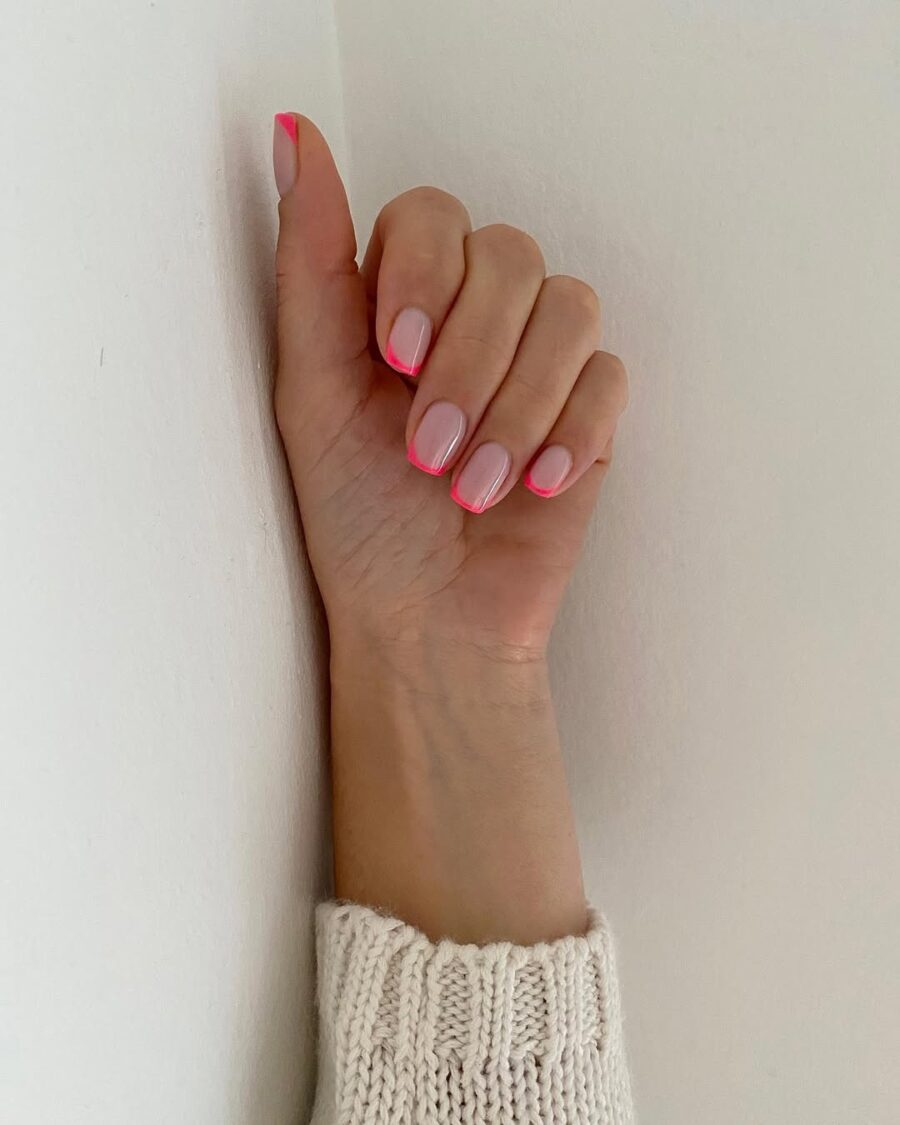 Chic and Modern Pink French Tip Nails