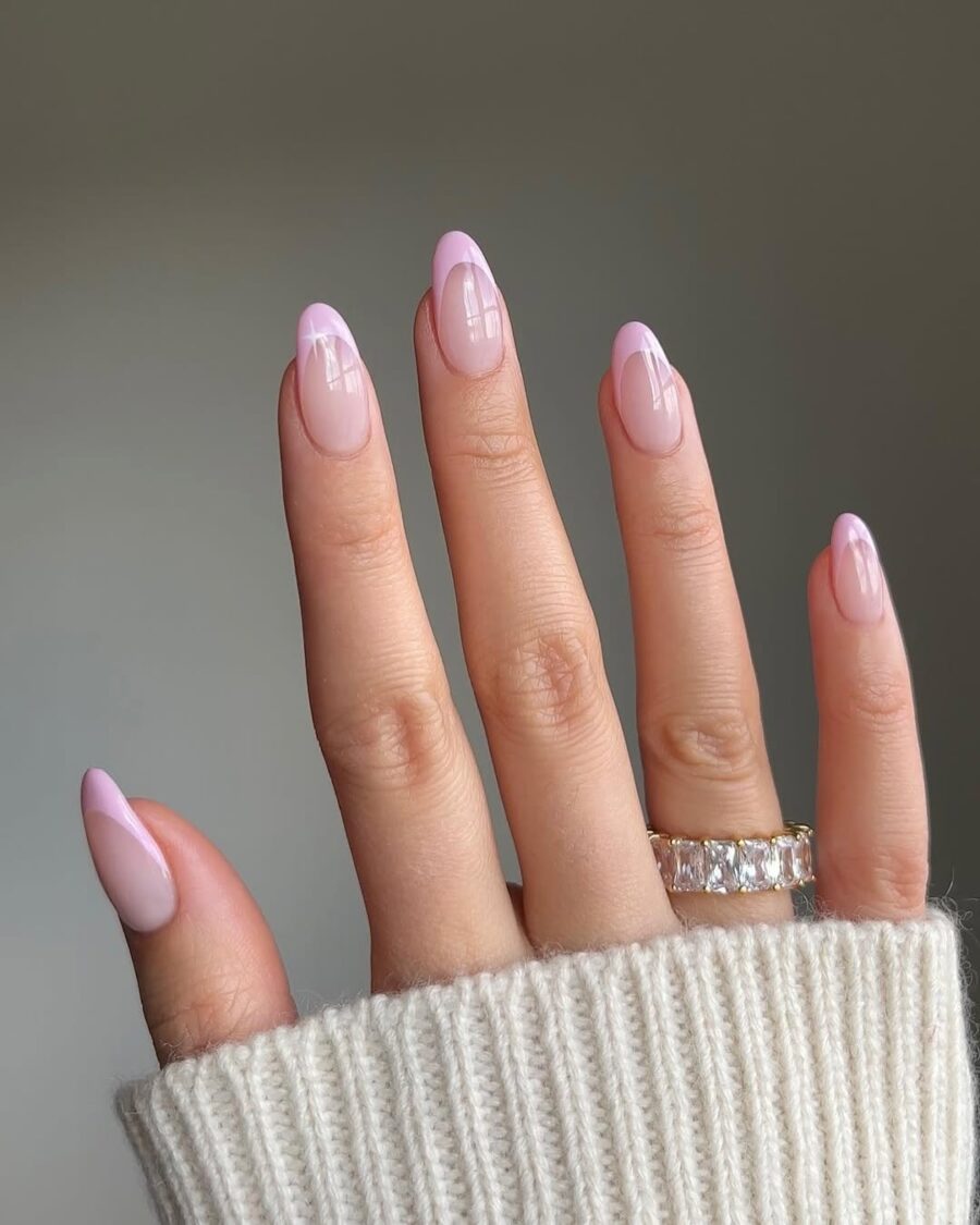 Chic and modern pink French tip nails