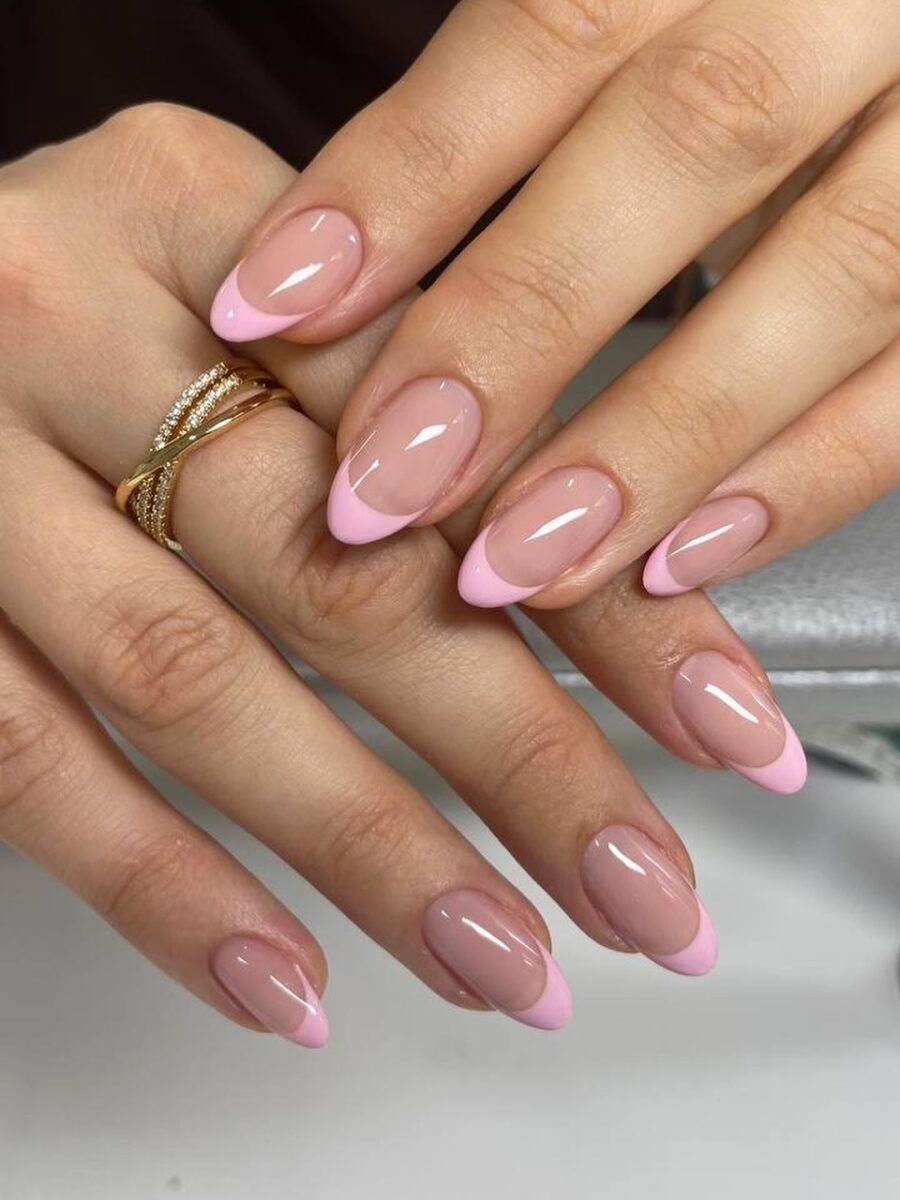 Chic pink French tip nail design for elegance