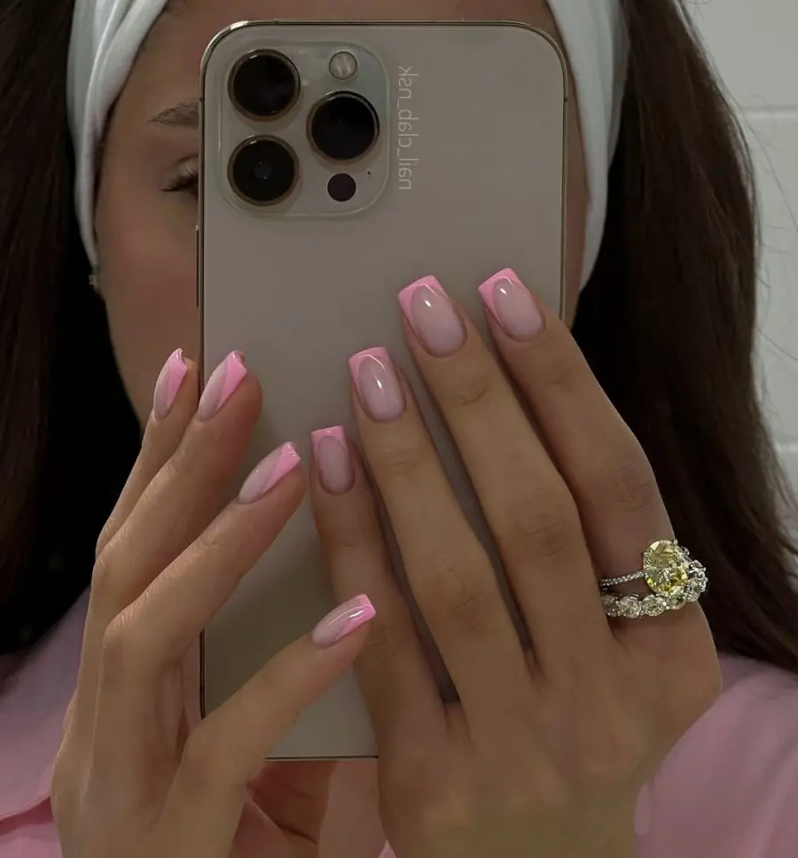 Chic pink French tips for stylish nail enthusiasts