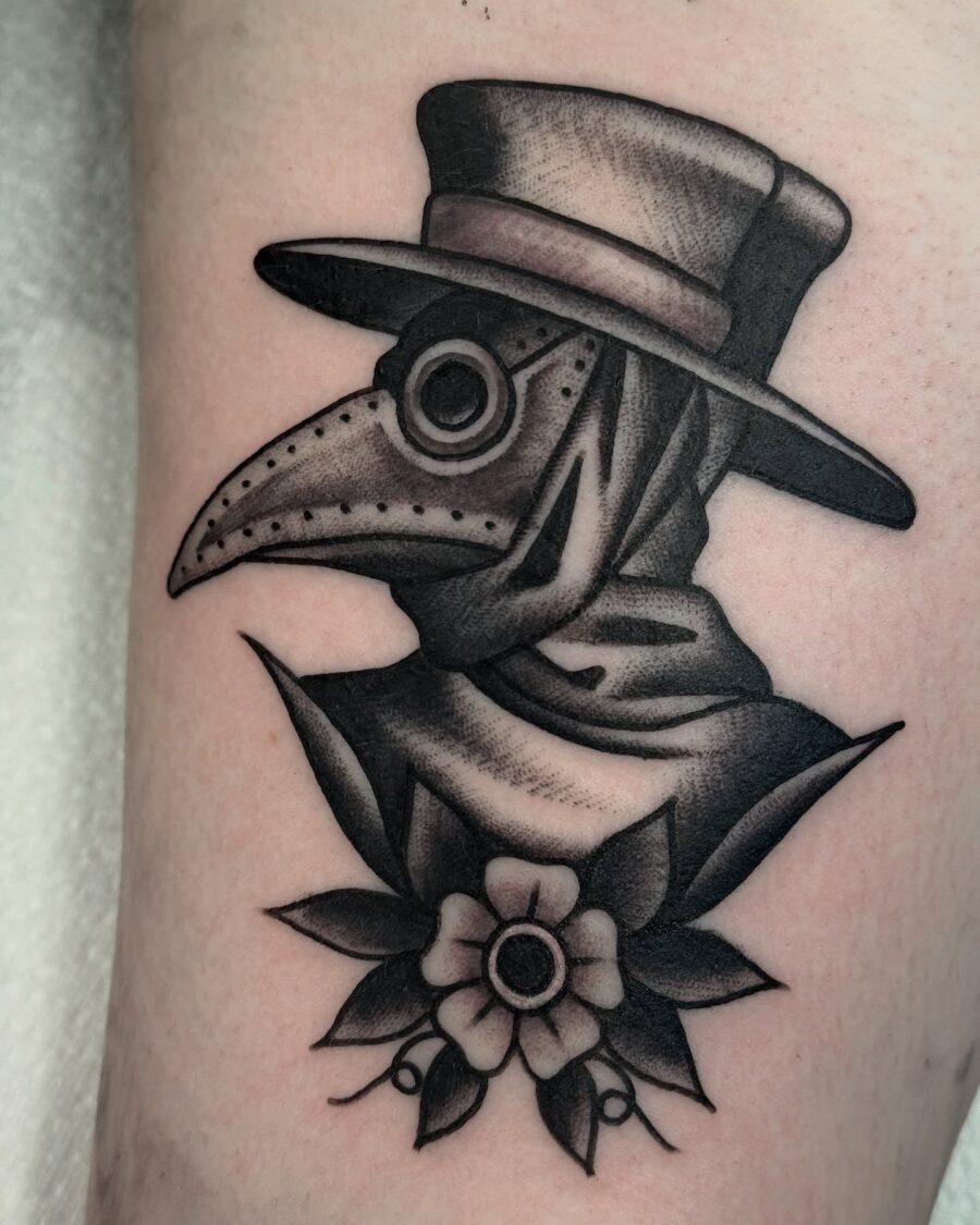 Unique vintage plague doctor tattoo design