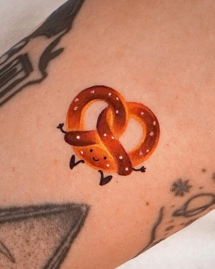 Charming pretzel tattoo with playful design