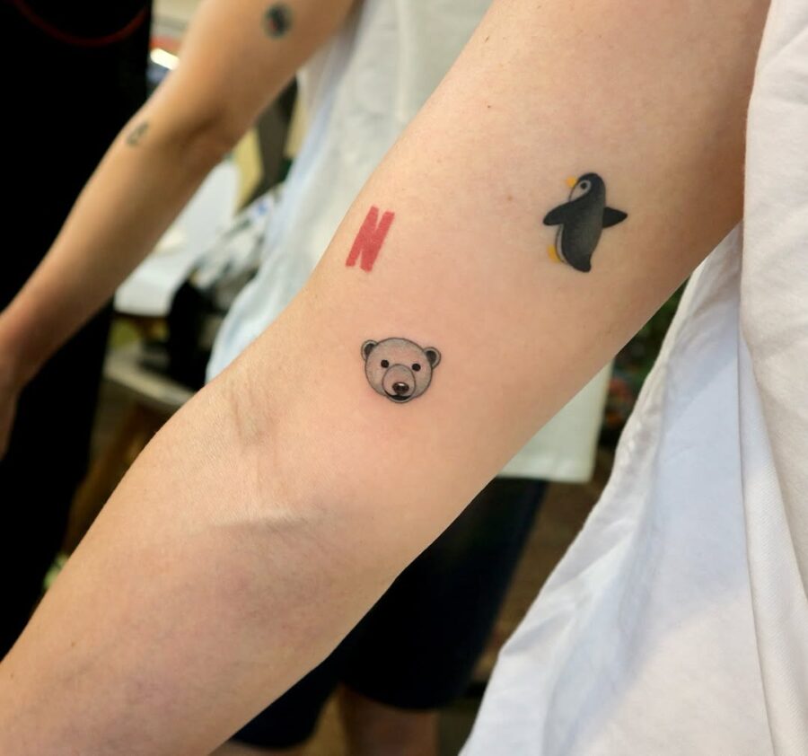 Adorable minimalist polar bear tattoo design
