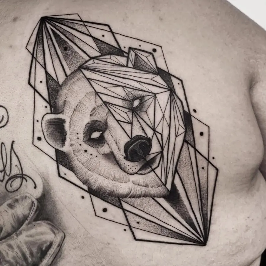Striking geometric polar bear tattoo design