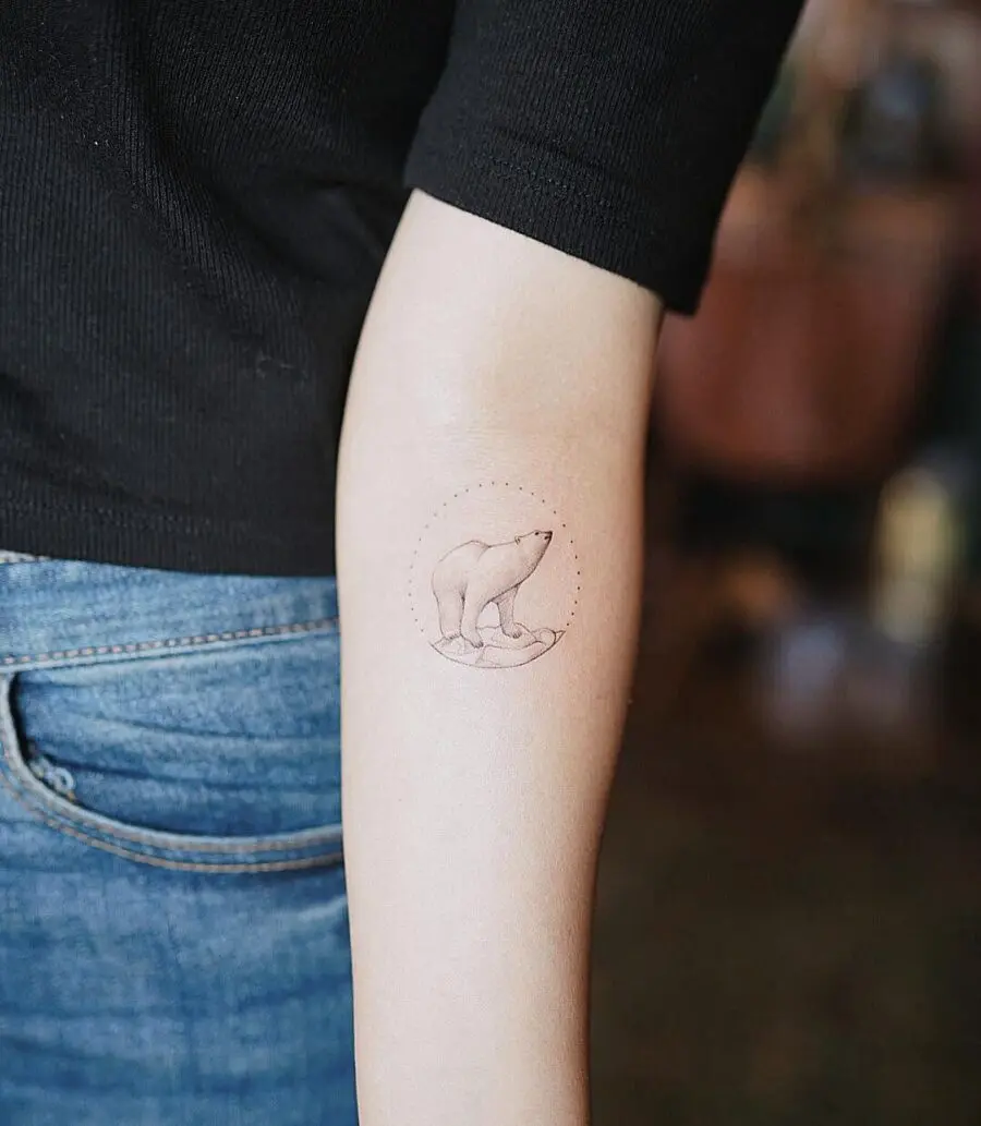 Elegant polar bear tattoo in minimalist style