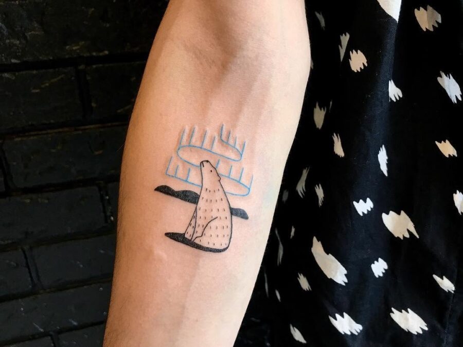 Charming polar bear tattoo with minimalist style