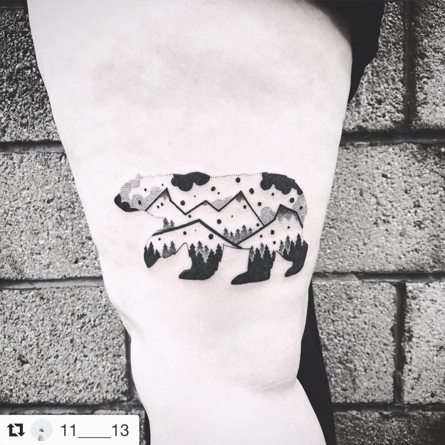 Stylish Minimalist Polar Bear Tattoo Design