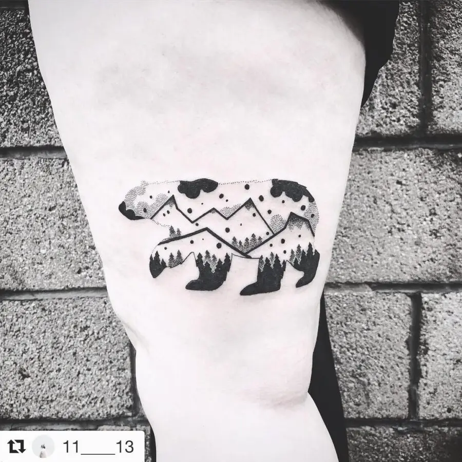 Stylish Minimalist Polar Bear Tattoo Design
