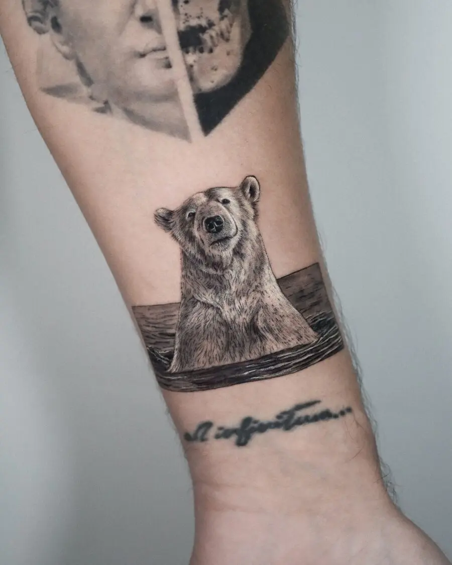Realistic Polar Bear Tattoo in Water