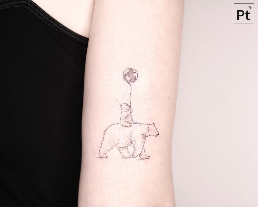 Whimsical polar bear tattoo with a playful vibe