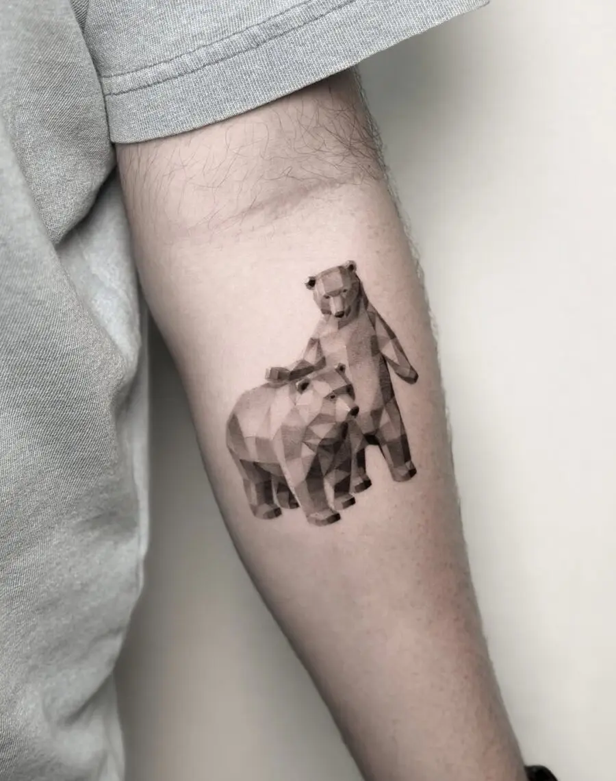 Stylish geometric polar bear tattoo design