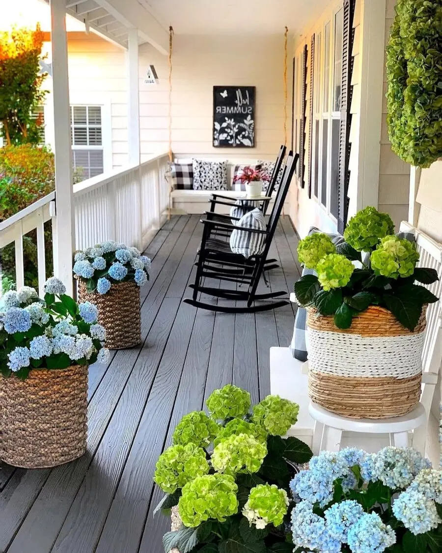 Charming porch with vibrant flower accents