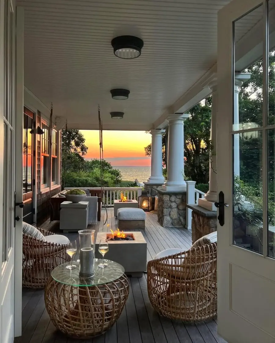 Cozy porch with stunning sunset view