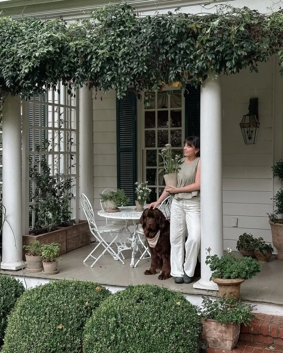 Charming porch decor with greenery and style
