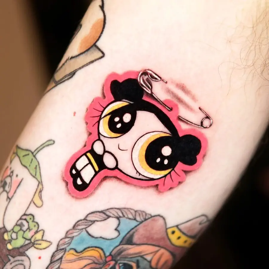 Whimsical Powerpuff Girl Tattoo with a Twist