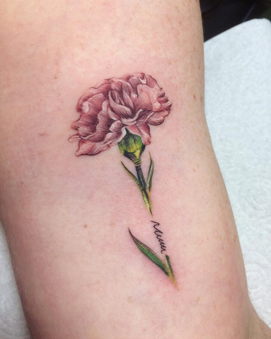 Elegant pink carnation tattoo design for floral lovers