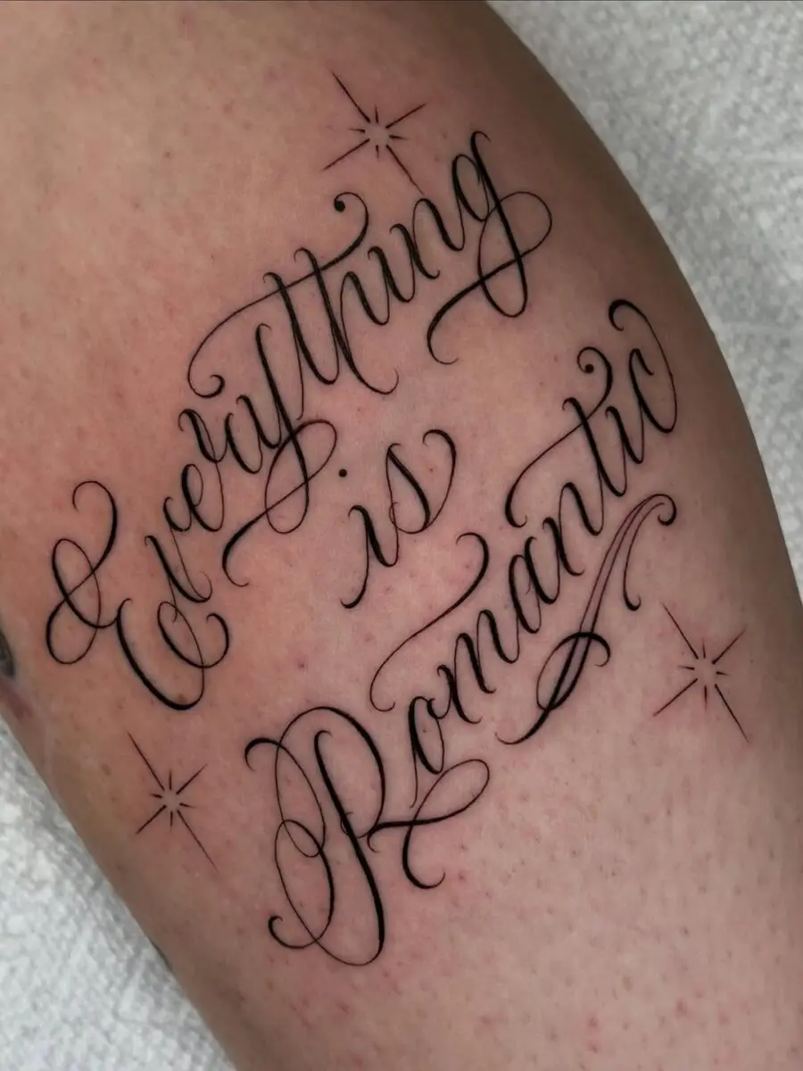 Elegant calligraphy tattoo with a romantic message