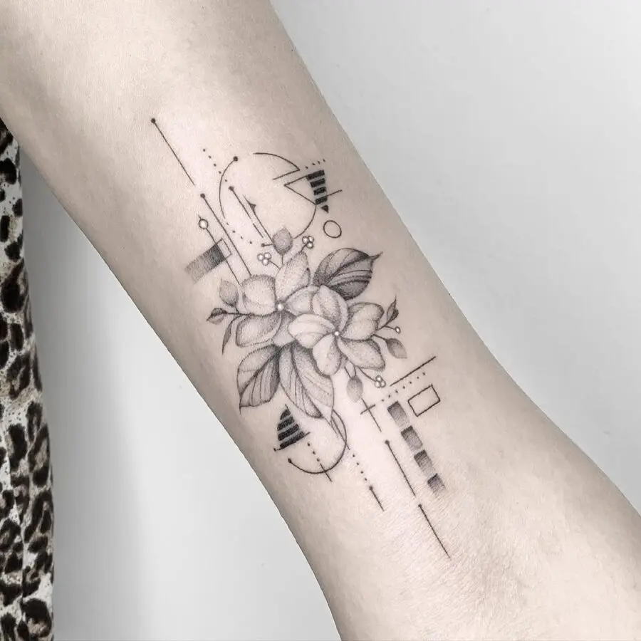 Elegant Sampaguita Tattoo with Geometric Elements