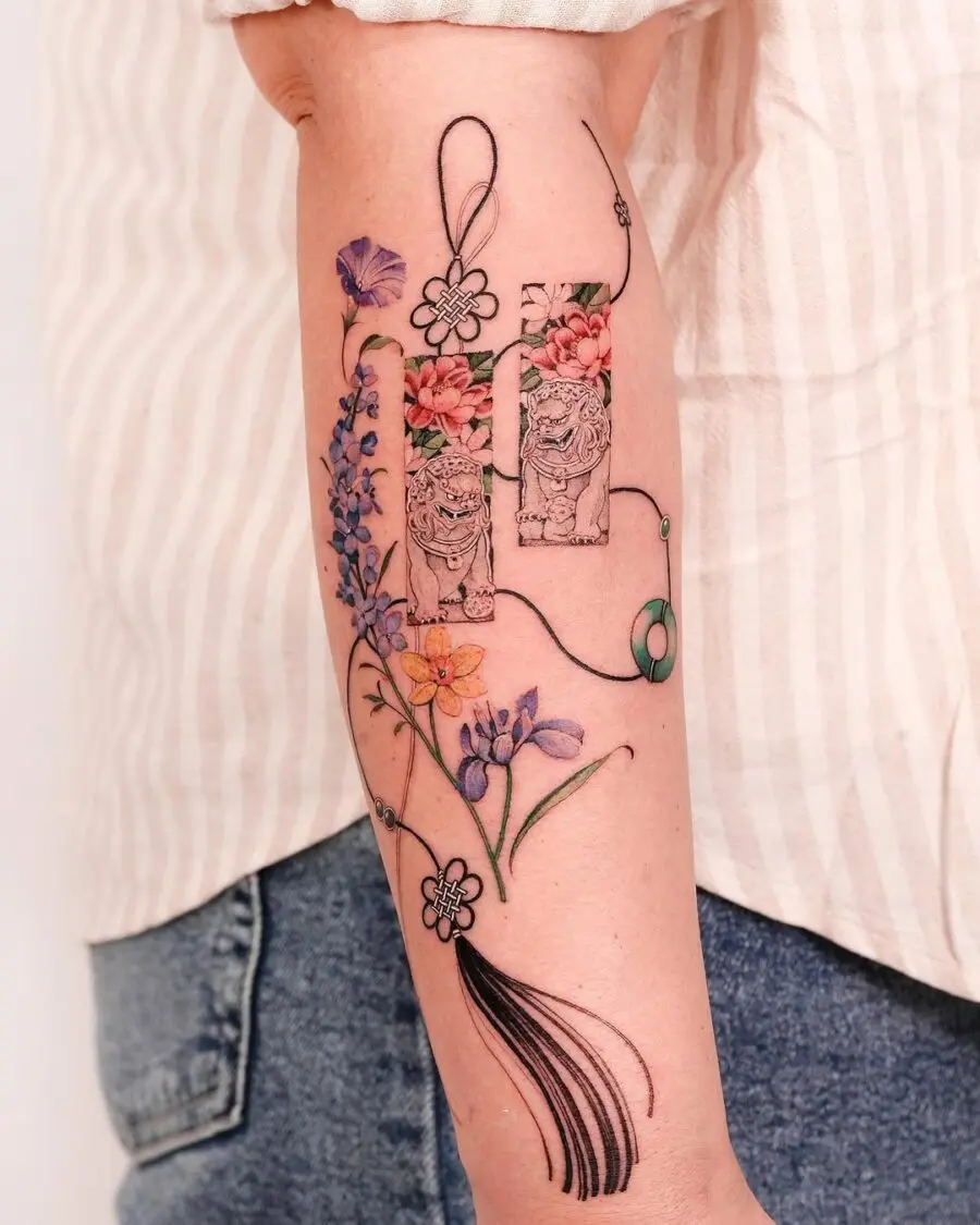 Vibrant Sampaguita Tattoo with Floral Elements