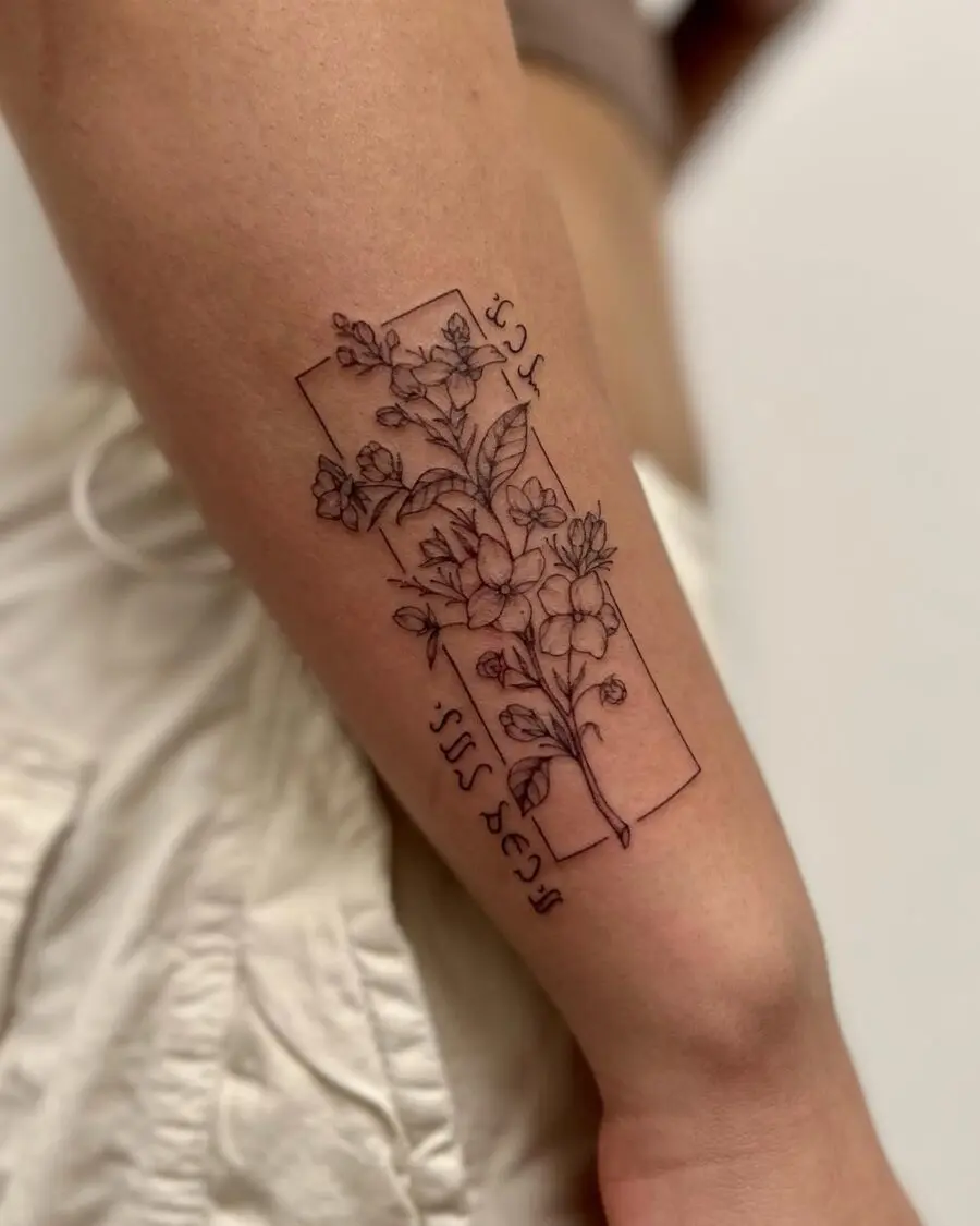 Elegant Sampaguita Tattoo with Geometric Accent