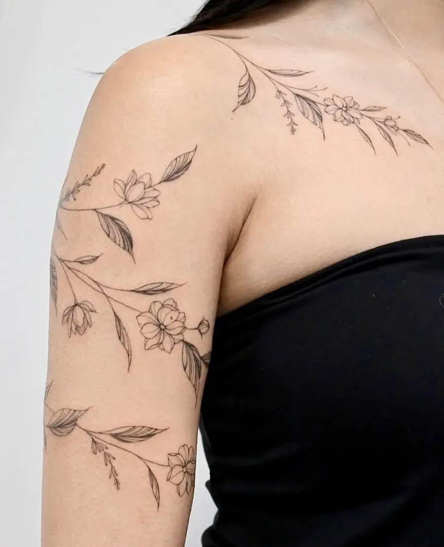 Elegant floral sampaguita tattoo design on arm