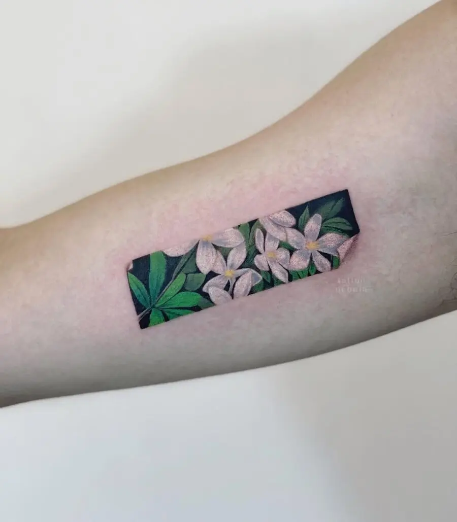 Elegant sampaguita floral tattoo design on skin
