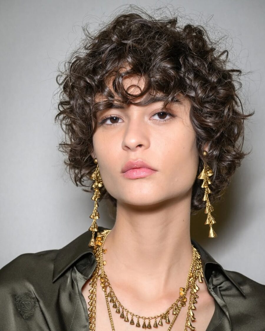 Trendy Short Curly Shag with Glam Accessories